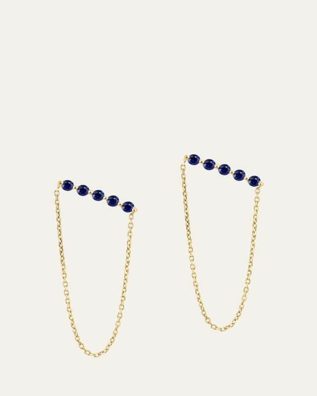 14K Gemstone Bar Chain Earrings